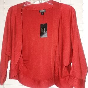 Nicole Miller Rich Red Cardigan Sweater Size medium Ret $44 NWT